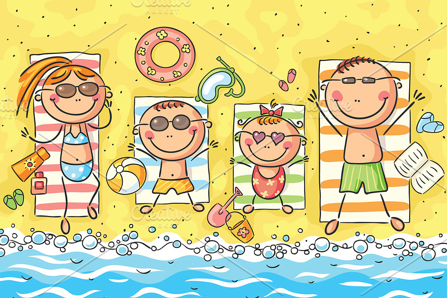 A happy family at the seaside in Illustrations - product preview 8