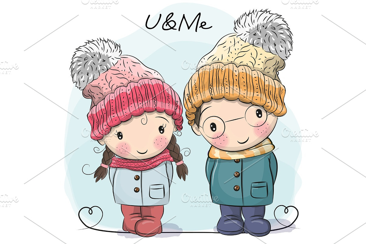 Cute Boy and Girl in Illustrations - product preview 8