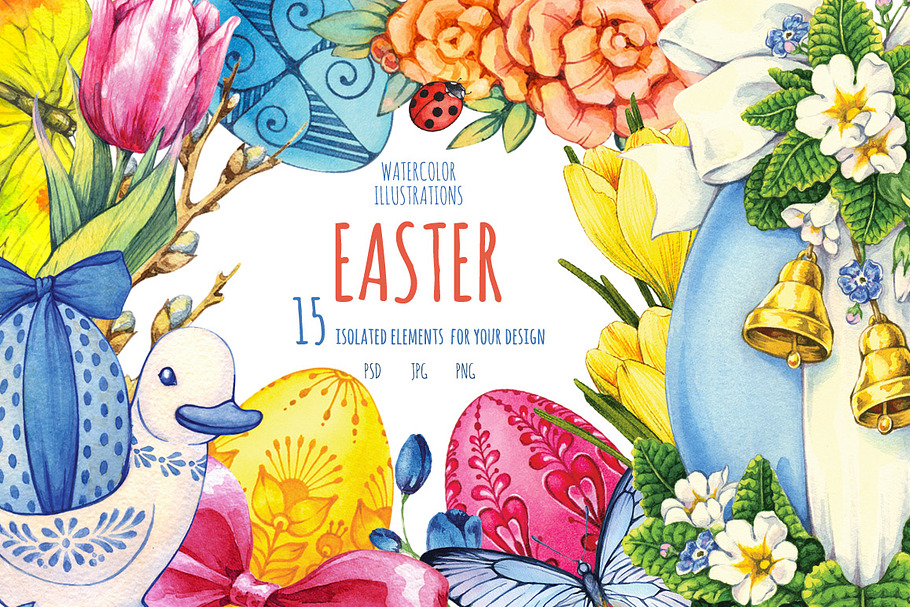Easter. Watercolor illustrations in Illustrations - product preview 8