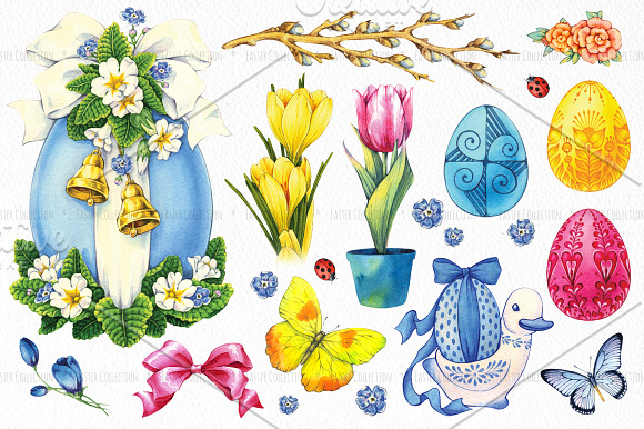 Easter. Watercolor illustrations in Illustrations - product preview 1
