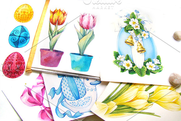 Easter. Watercolor illustrations in Illustrations - product preview 2
