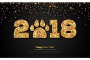 2018 Happy New Year gold on black