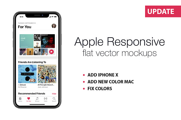 Apple Responsive Flat Vector Mockups in Mobile & Web Mockups - product preview 1