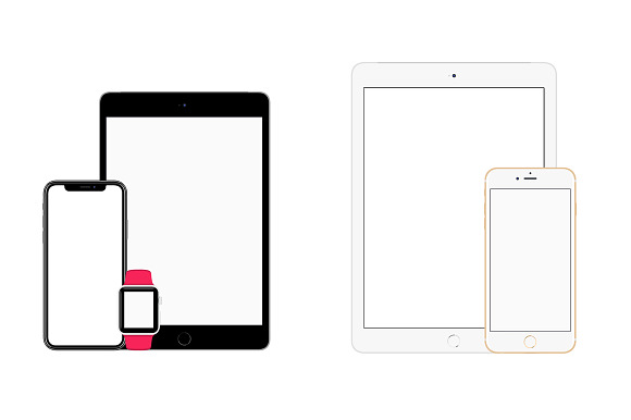 Apple Responsive Flat Vector Mockups in Mobile & Web Mockups - product preview 4