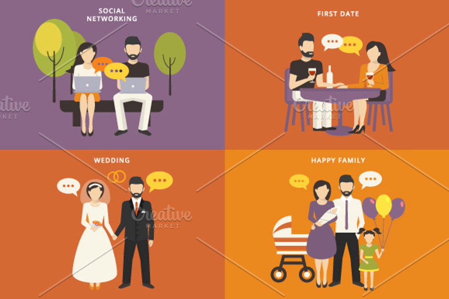 Family flat illustrations set #1 in Illustrations - product preview 8