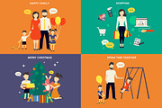 Family flat illustrations set #2
