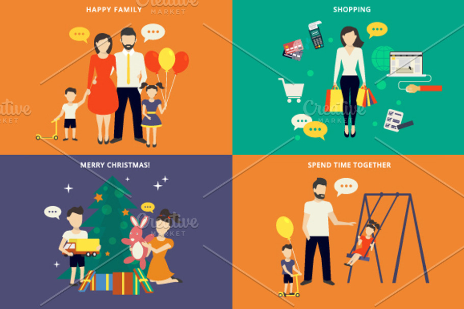 Family flat illustrations set #2 in Illustrations - product preview 8