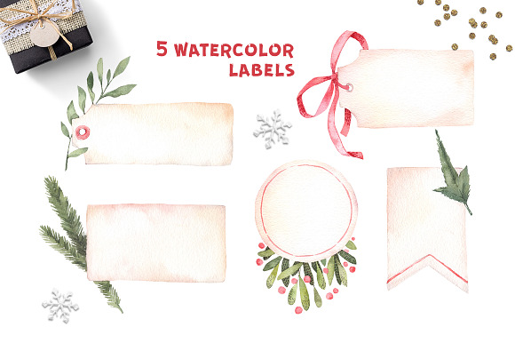 Christmas holidays. Watercolor set in Illustrations - product preview 1