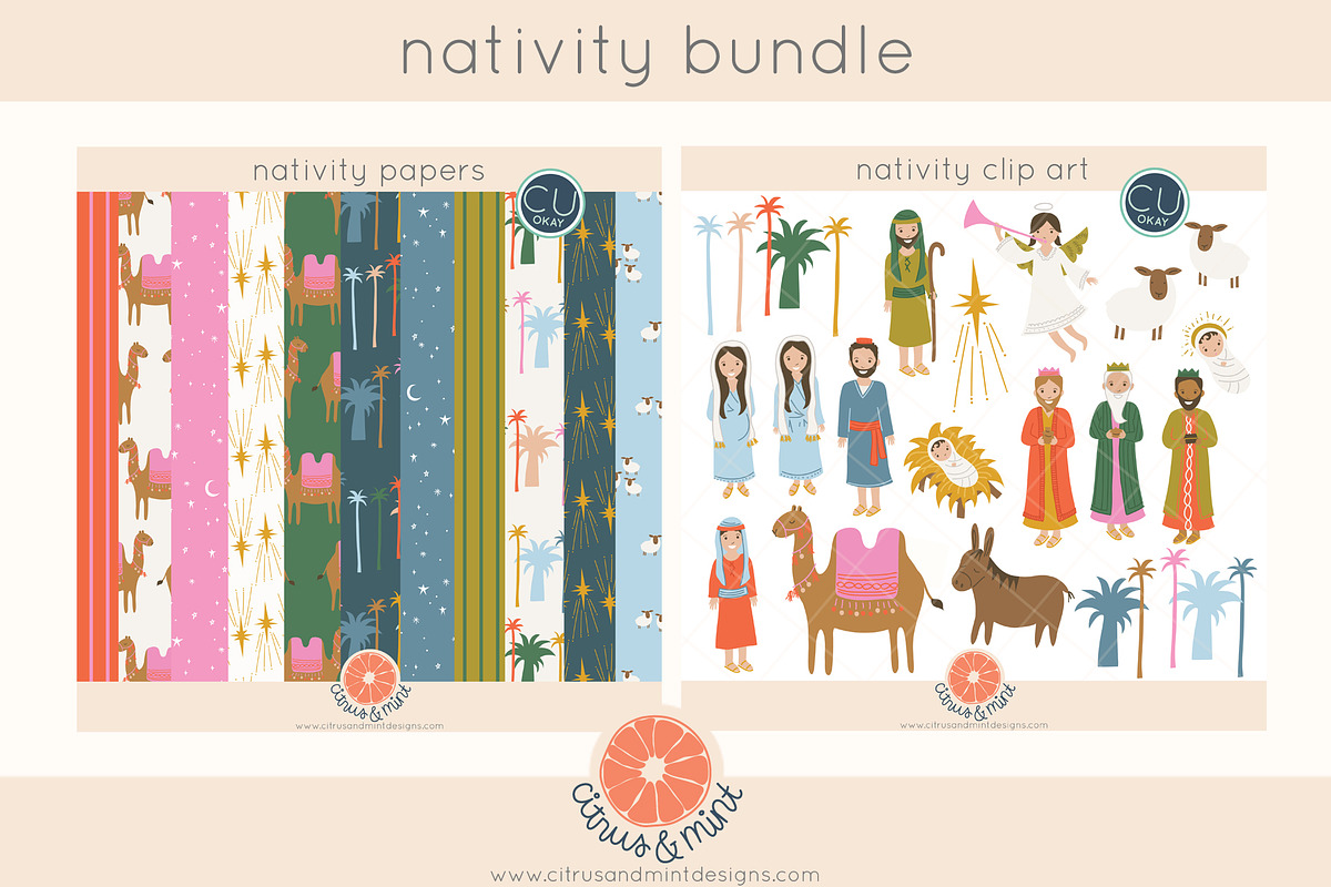 Christmas Nativity Clipart and Paper in Illustrations - product preview 8