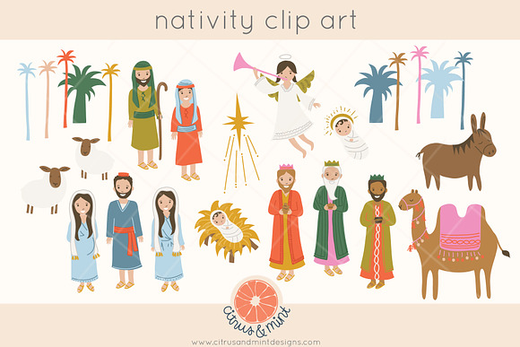 Christmas Nativity Clipart and Paper in Illustrations - product preview 2