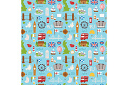 United kingdom Great Britain travel tourism vacation vector illustration seamless pattern