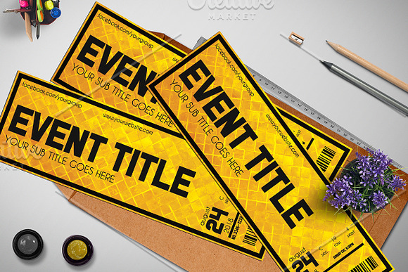 Golden Style Event Ticket in Card Templates - product preview 2