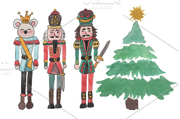 Nutcracker watercolor set! in Illustrations - product preview 1