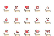 Donation support icons set vector