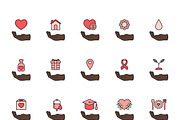 Donation support icons set vector