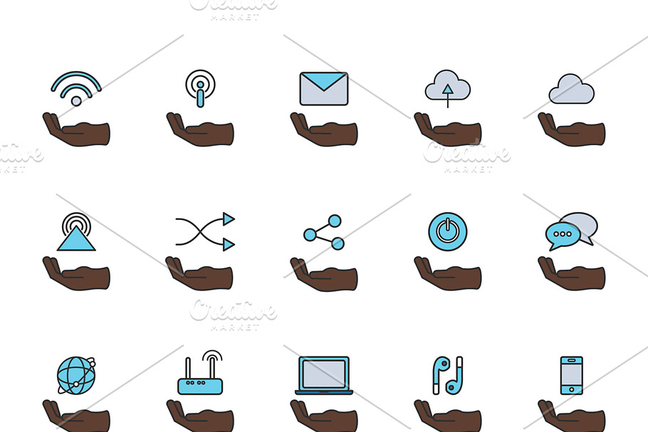 Online network icons set vector in Illustrations - product preview 8