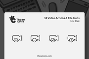 34 Video Actions & Files Line Icon
