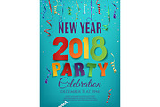 New Year 2018 party poster design template.
