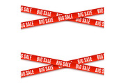 Big sale red banners. Ribbons isolated on white background.