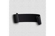 Black realistic curved paper ribbon.
