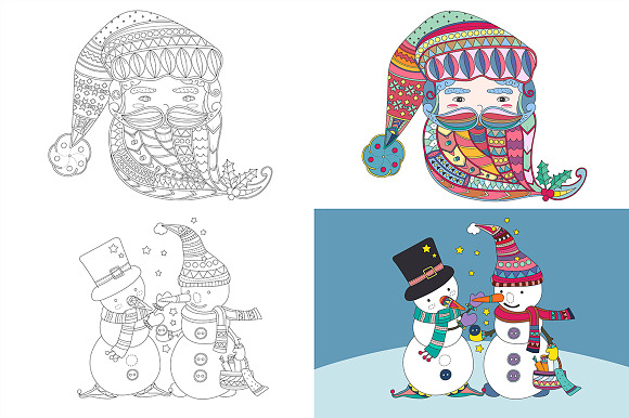 Christmas Adult Coloring Bundle in Illustrations - product preview 3