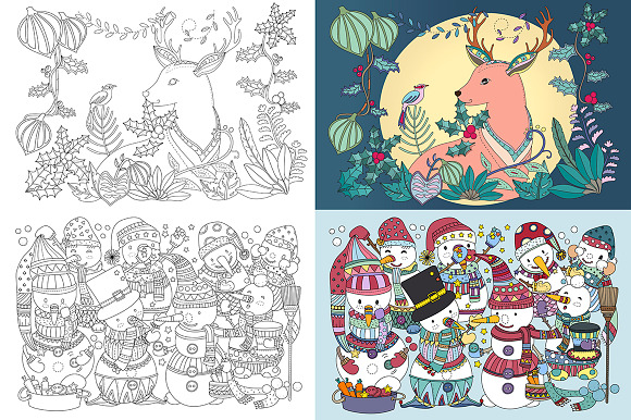 Christmas Adult Coloring Bundle in Illustrations - product preview 5