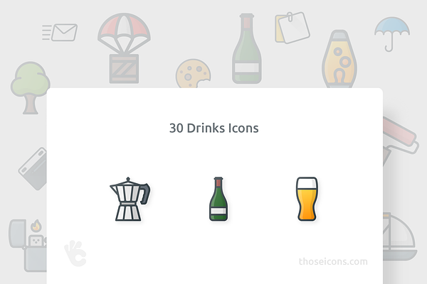 30 Drinks Outline Color Icons