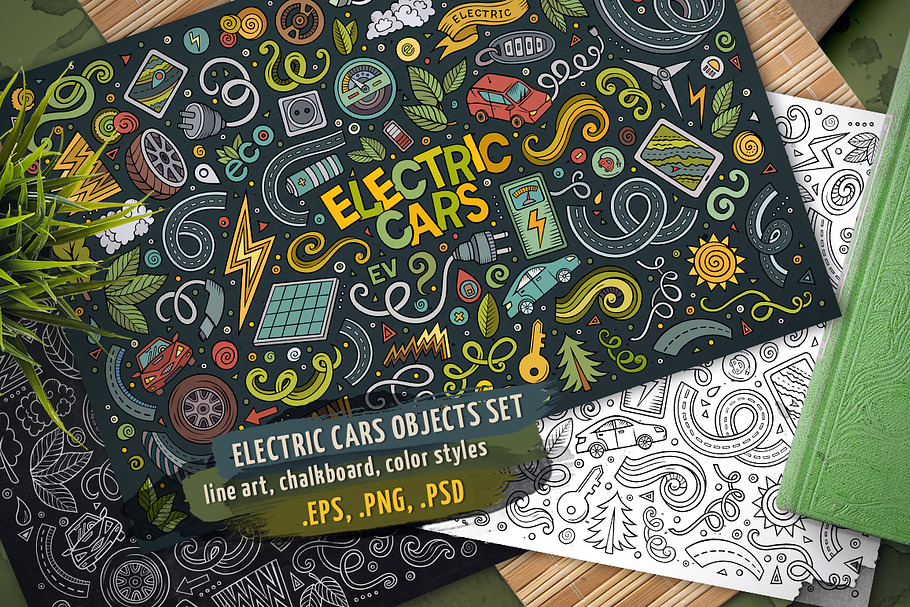 Electric Cars Objects Set
