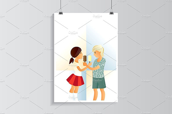 Sharing ice cream. in Illustrations - product preview 2