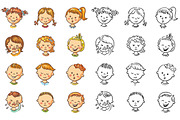 Set of Kids with Various Emotions