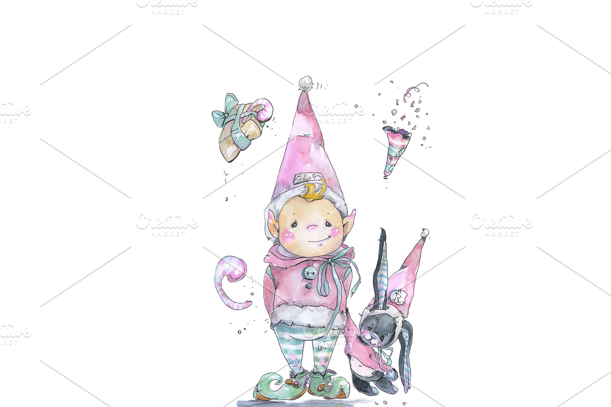 elf with rabbit in Illustrations - product preview 8