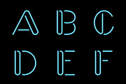 Vector Neon Letters, Alphabet