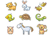 Set of Cartoon Pet Animals