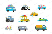 Cars Bus Taxi Police Truck Bicycle