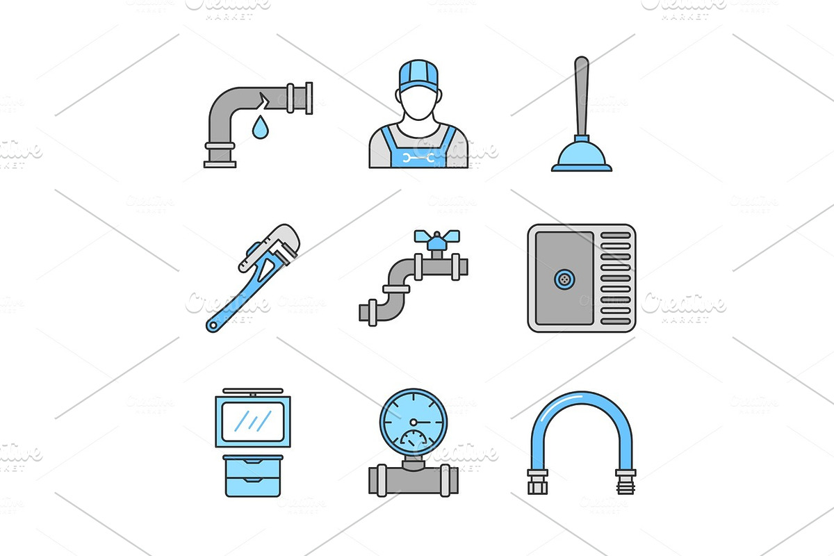Plumbing color icons set in Graphics - product preview 8