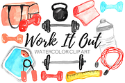 Watercolor Work Out Clip Art
