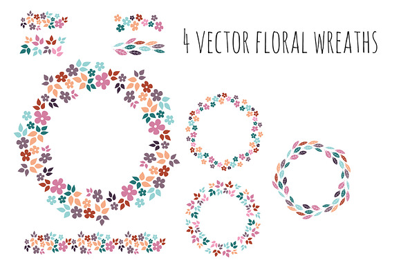 Floral wreath hairsyles vector set in Illustrations - product preview 4