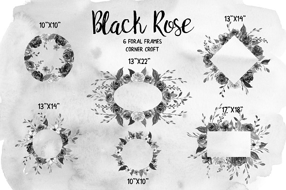 Watercolor Black Rose Collection in Illustrations - product preview 4
