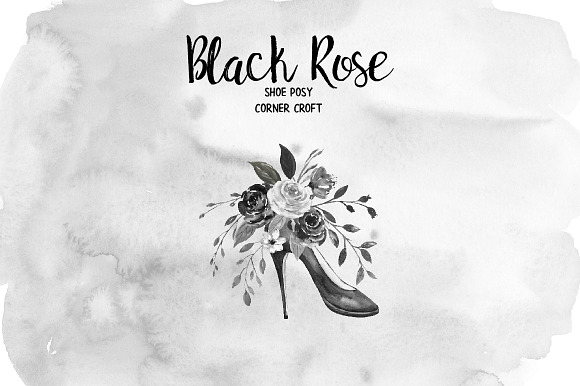 Watercolor Black Rose Collection in Illustrations - product preview 5