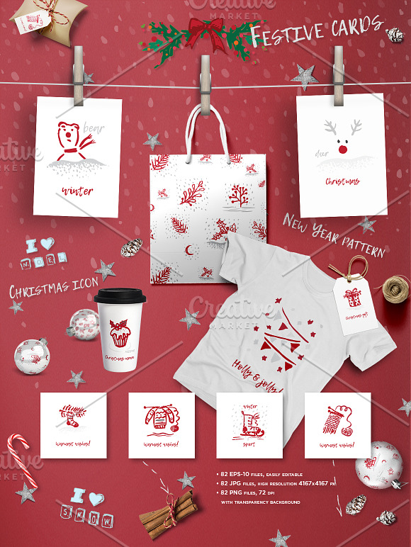 XMAS and New Year cards in Card Templates - product preview 3
