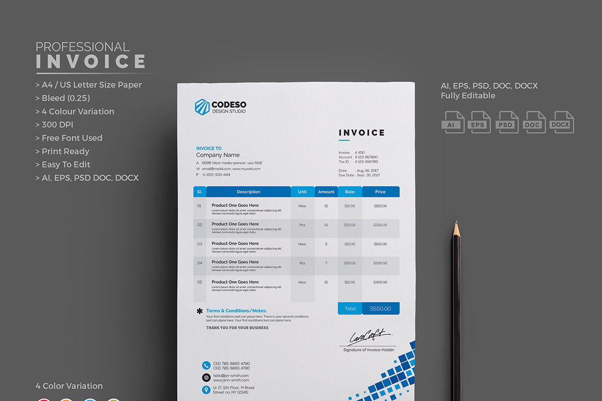 Business Invoice in Stationery Templates - product preview 8