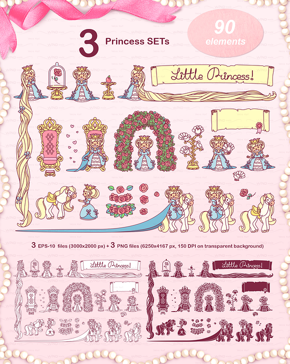 vector Little Princess. Cute queen in Objects - product preview 7