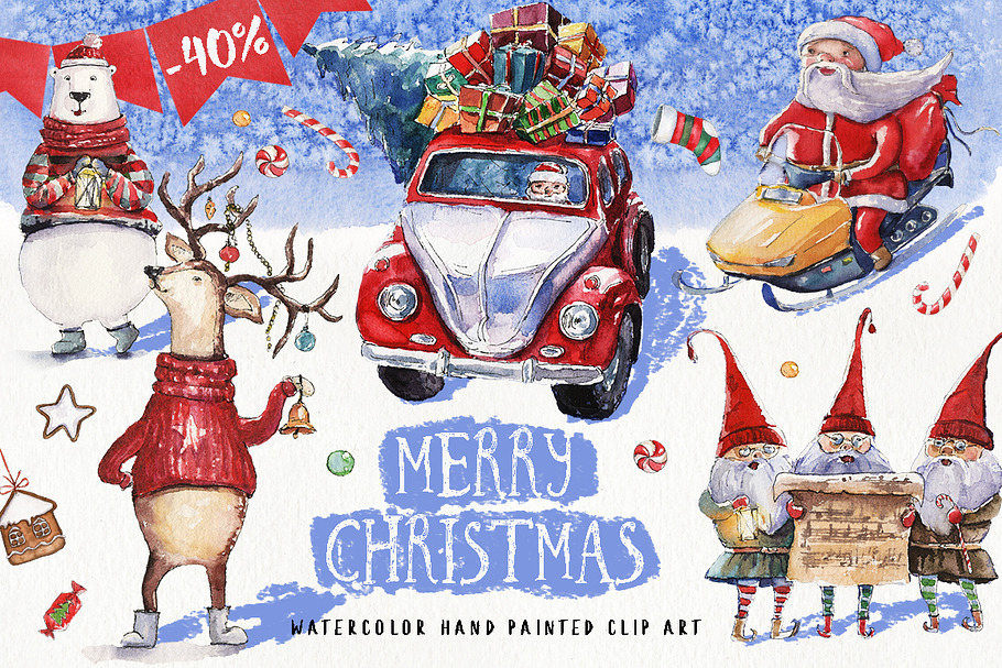 50% OFF Watercolor Christmas Kit in Illustrations - product preview 8