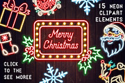 Retro Merry Christmas Neon Set