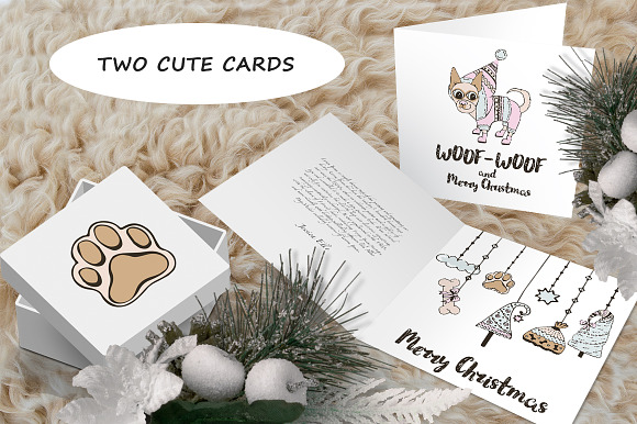 Christmas Sketches - set witn dog in Illustrations - product preview 3
