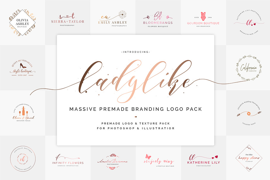 Ladylike Premade Branding Logos