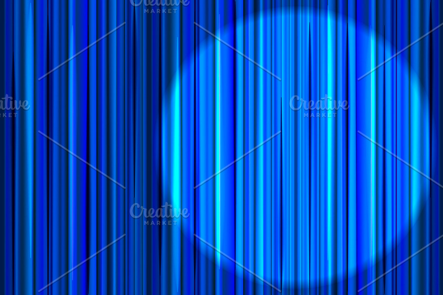 Blue curtain with round spotlight in Illustrations - product preview 8