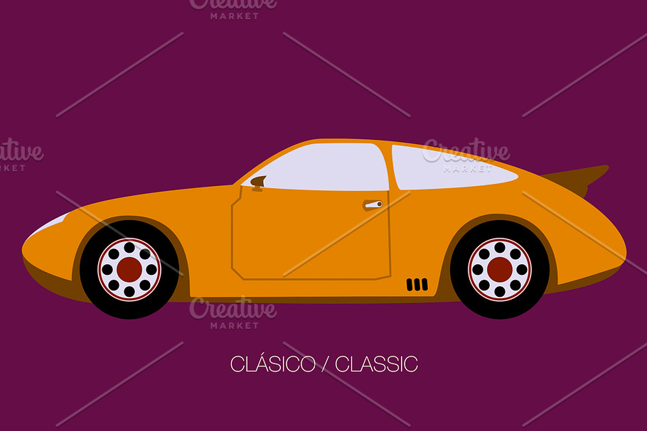 side view classic car in Illustrations - product preview 8