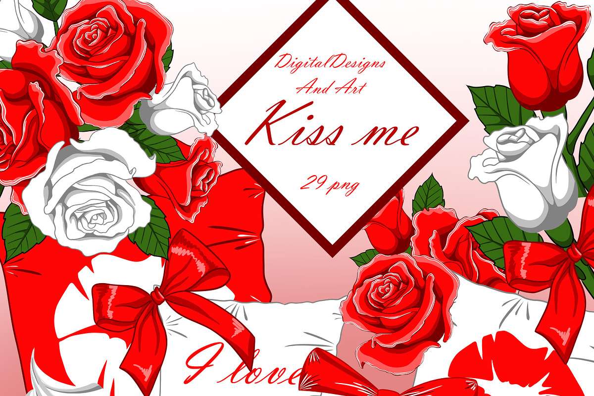 Kiss me clipart in Illustrations - product preview 8