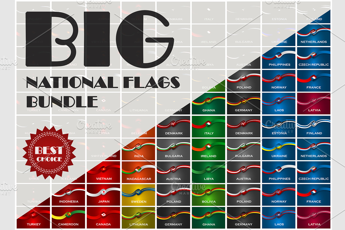 Vector National Flags bundle in Patterns - product preview 8